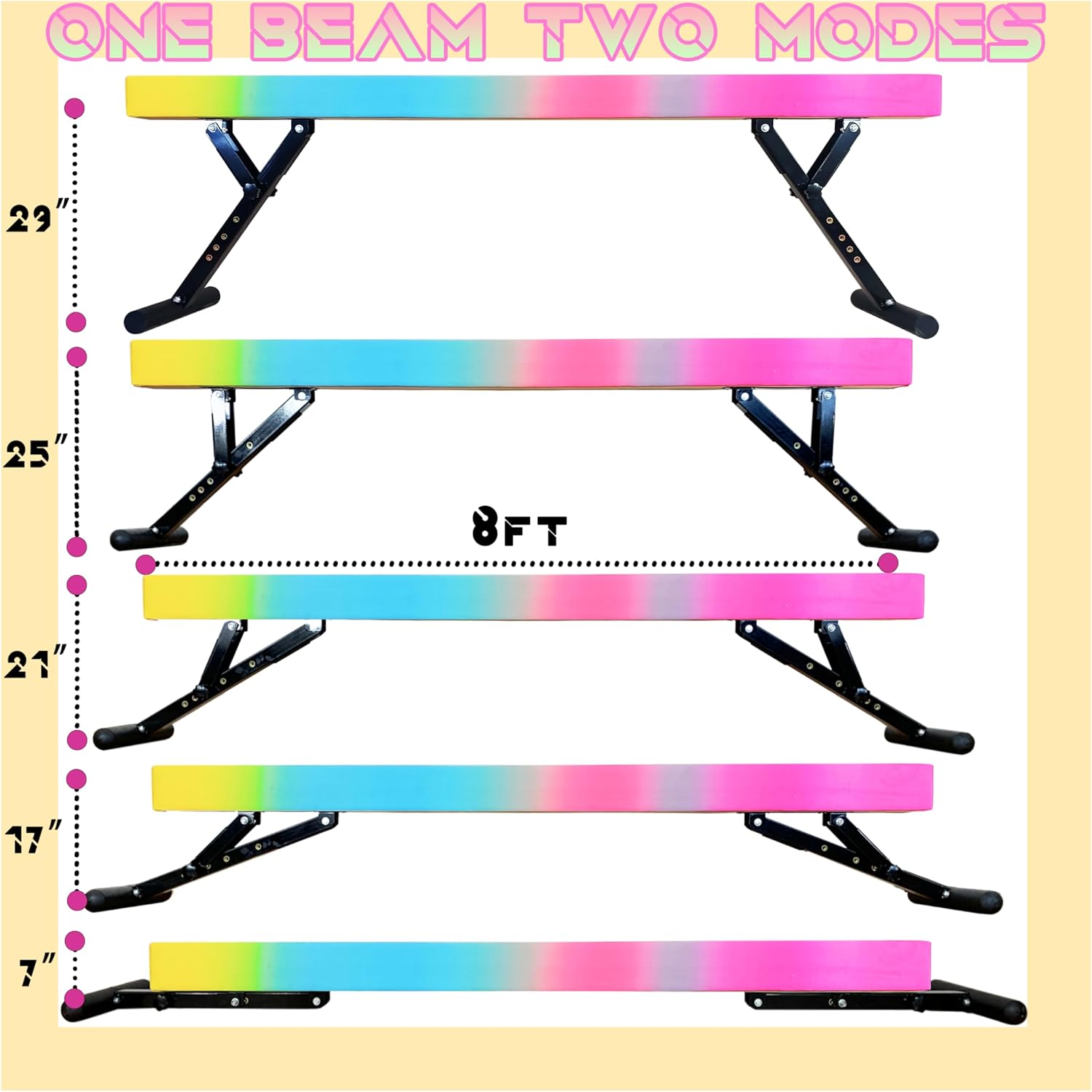 FC FUNCHEER 8フィート 体操用ビーム 調節可能なバランスビーム 高低